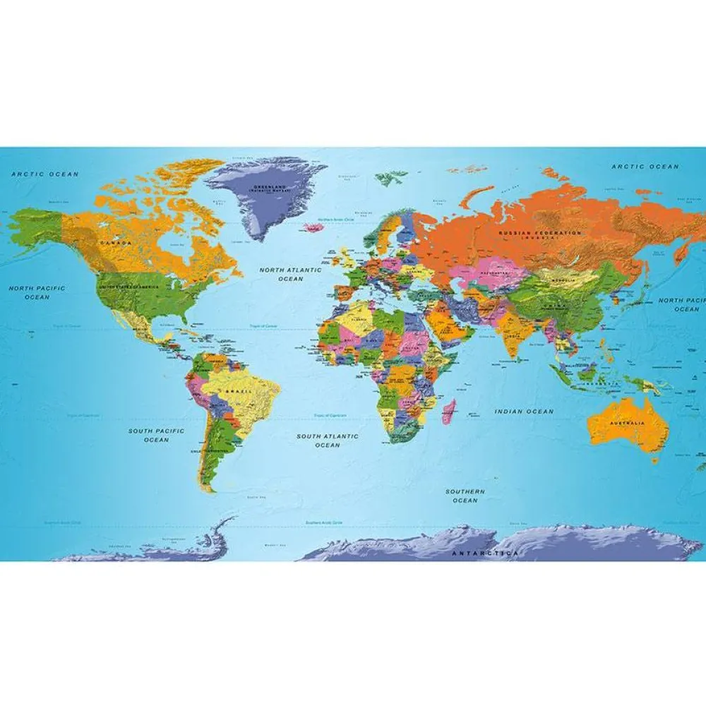 Online Sisustustarra World Map: Colourful Geography II 280x490cm Sisustustarrat