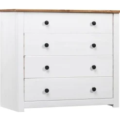 Sivukaappi valkoinen 80x40x73 cm mänty panama-sarja*FinePRICE Discount