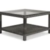 Sohvapöytä Bahamas 75x75 cm hyllyllä harmaa*Comfort Garden Outlet