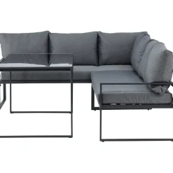 Sohvaryhmä Zingaro, 5-istuttava kulmasohva + sohvapöytä, musta/harmaa*Venture Home Outlet
