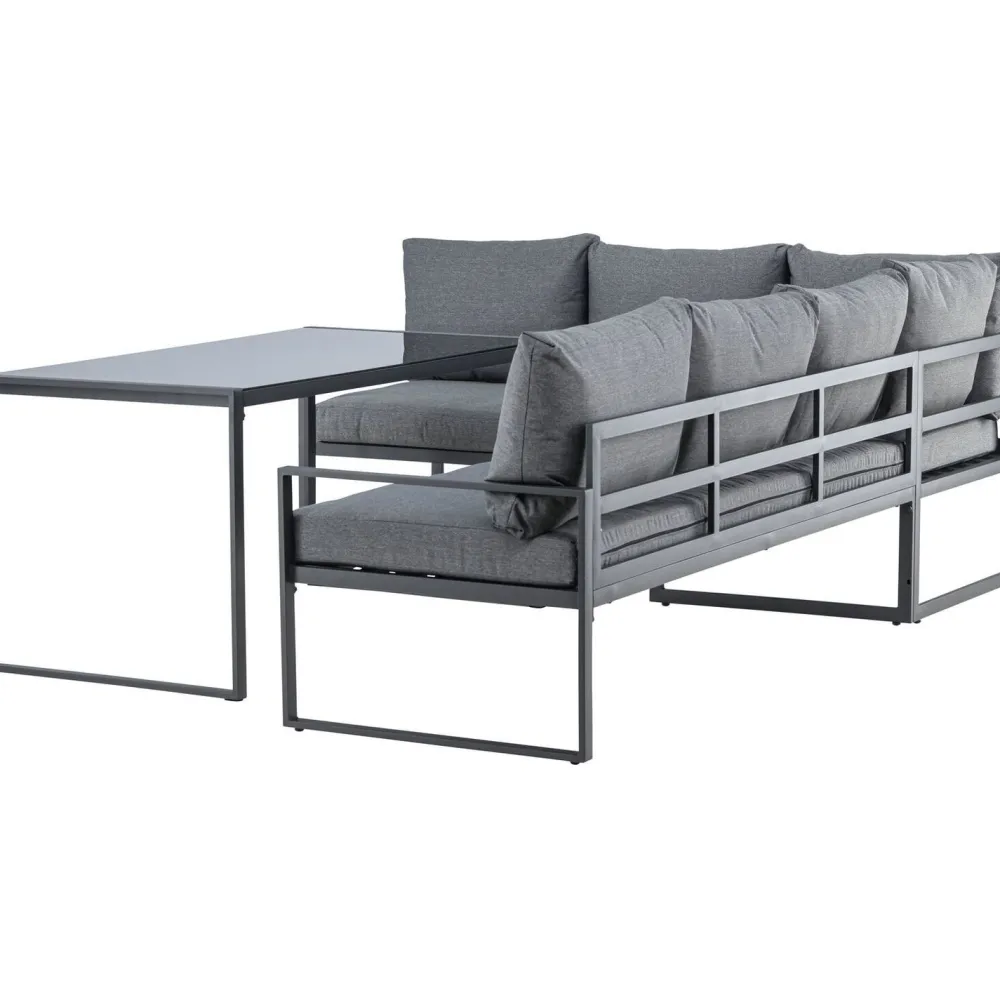 Sohvaryhmä Zingaro, 5-istuttava kulmasohva + sohvapöytä, musta/harmaa*Venture Home Outlet