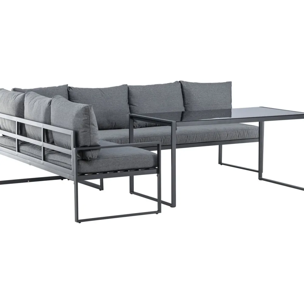 Sohvaryhmä Zingaro, 5-istuttava kulmasohva + sohvapöytä, musta/harmaa*Venture Home Outlet