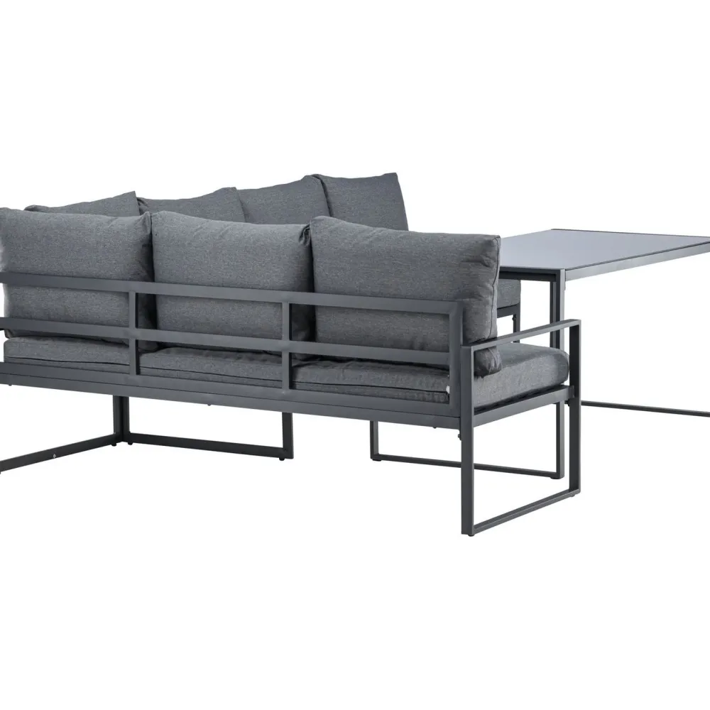Sohvaryhmä Zingaro, 5-istuttava kulmasohva + sohvapöytä, musta/harmaa*Venture Home Outlet