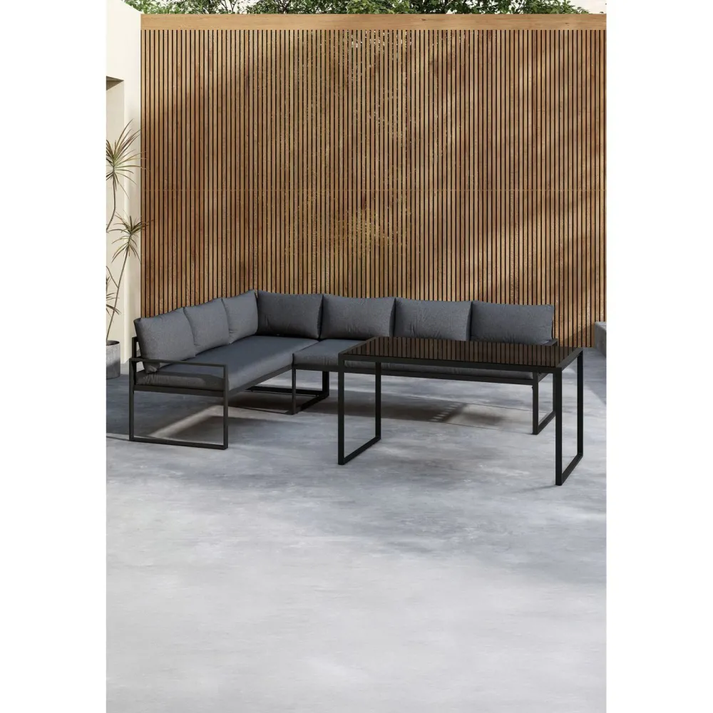 Sohvaryhmä Zingaro, 5-istuttava kulmasohva + sohvapöytä, musta/harmaa*Venture Home Outlet