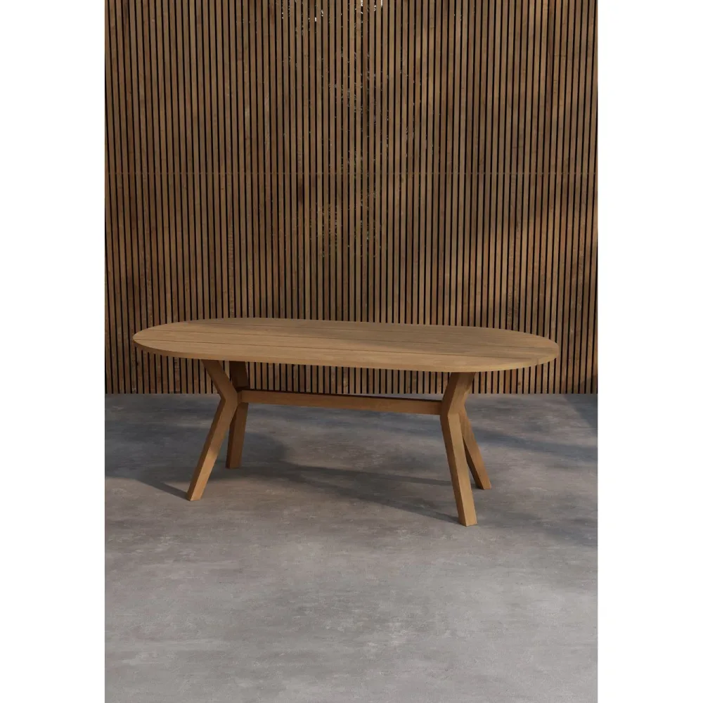Discount Soikea ruokapöytä Kenya, 200x100cm, luonnollinen tiikki Puutarhapöydät