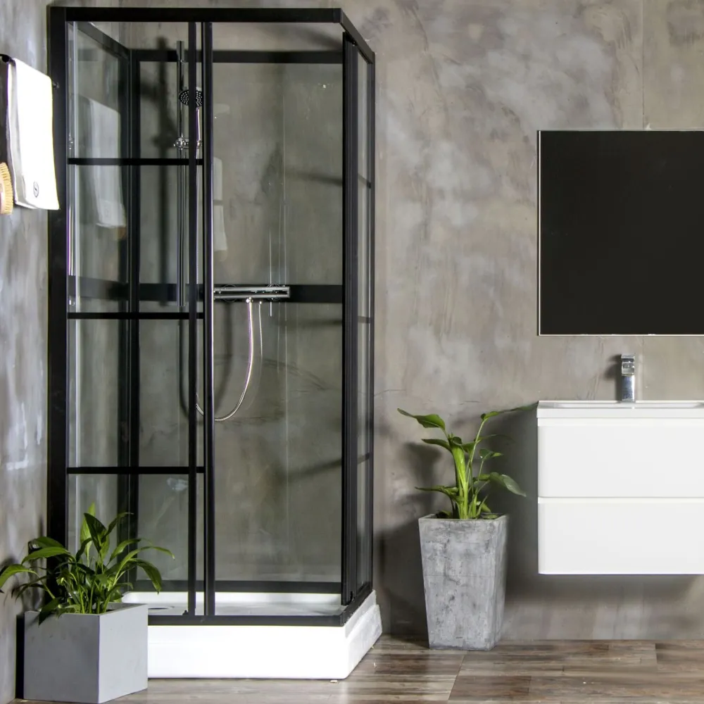 Suihkukaappi Betrakta 900x900 mm suora musta kehys*Bathlife