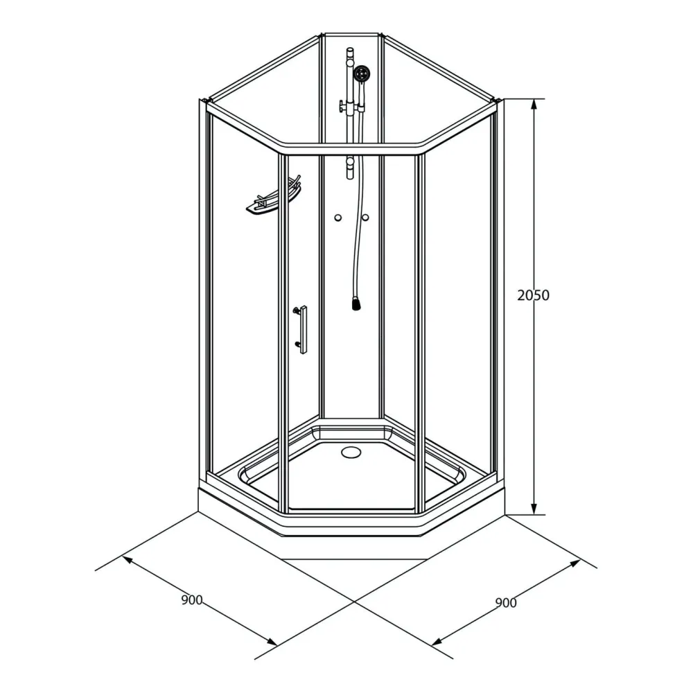 Suihkukaappi Ideal suora 900 x 900 mm*Bathlife Clearance