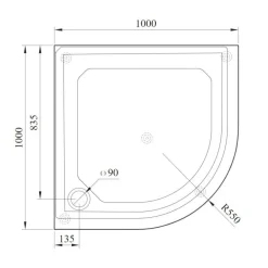 Suihkukulman allas S0029-SET kivimassa 100x100cm valkoinen*Interia Best