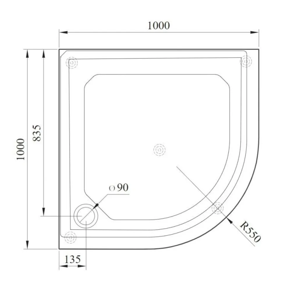 Suihkukulman allas S0029-SET kivimassa 100x100cm valkoinen*Interia Best