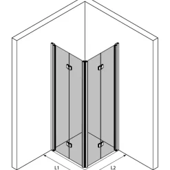 Clearance Suihkunurkka Infinia 259 taittuvat ovet 90x90 cm harmaa profiili Suihkukulmat