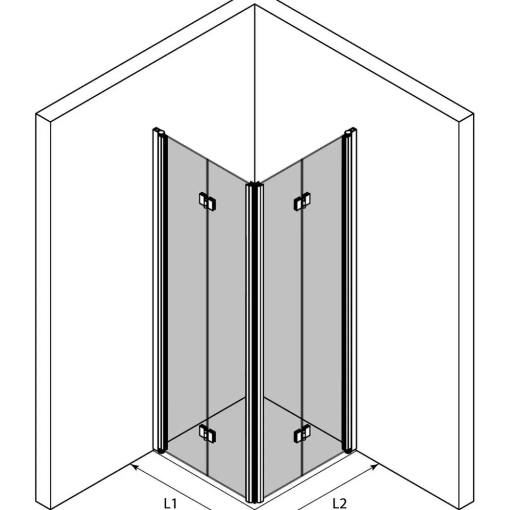 Clearance Suihkunurkka Infinia 259 taittuvat ovet 90x90 cm harmaa profiili Suihkukulmat