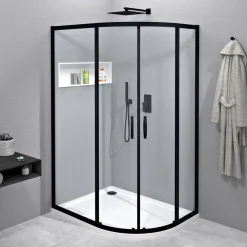 Sale Suihkunurkka Sigma Simply Black R550, kaareva, kirkas lasi, eri kokoja Suihkukulmat