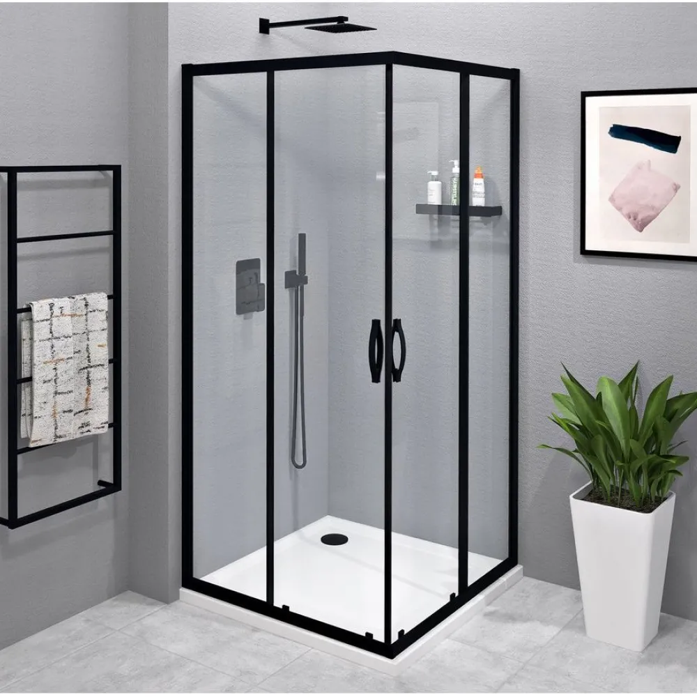 Suihkunurkka Sigma Simply Black, kulmikas, kirkas lasi, eri kokoja*Interia Hot