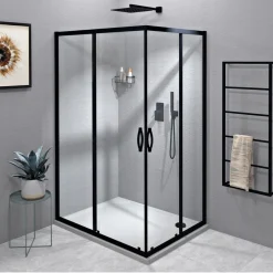 Suihkunurkka Sigma Simply Black, kulmikas, kirkas lasi, eri kokoja*Interia Hot
