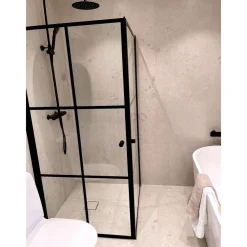 Best Suihkunurkka Tiana Black, 900x900x1900mm, kaksi ovea, kirkas lasi, musta profiili Suihkukulmat
