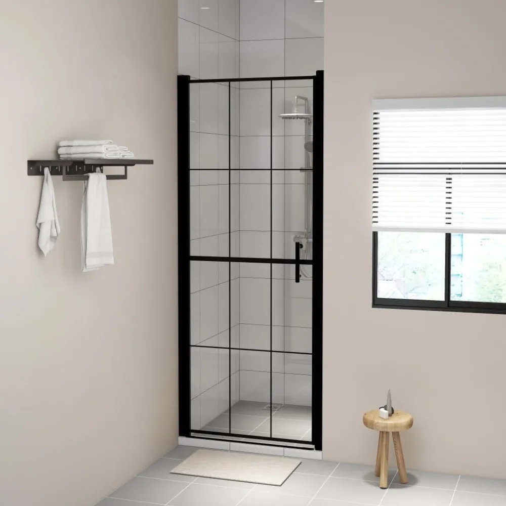 Suihkuovi karkaistu lasi 91x195cm musta*FinePRICE Best