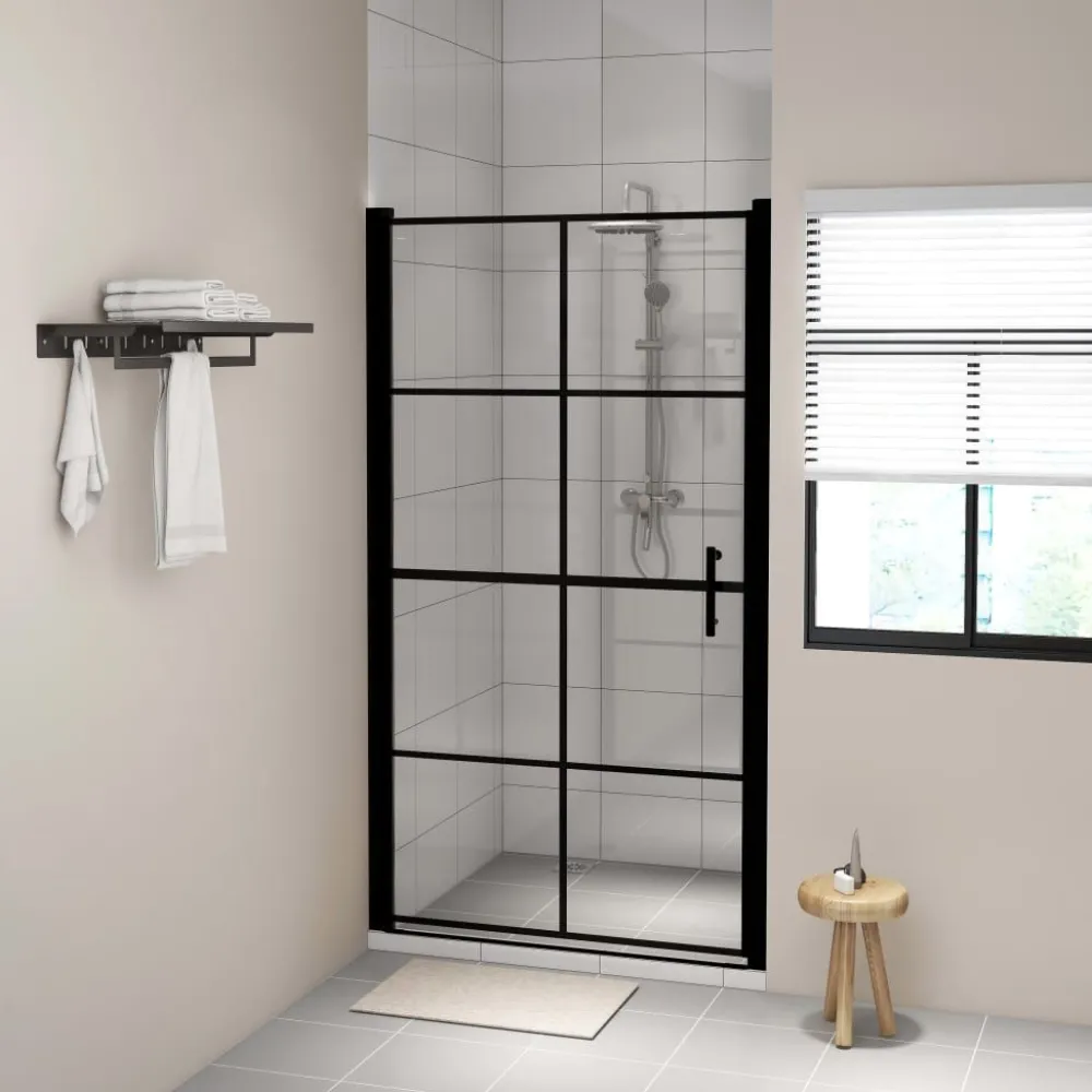 Clearance Suihkuovi karkaistu lasi 100x178 cm musta Suihkuovet