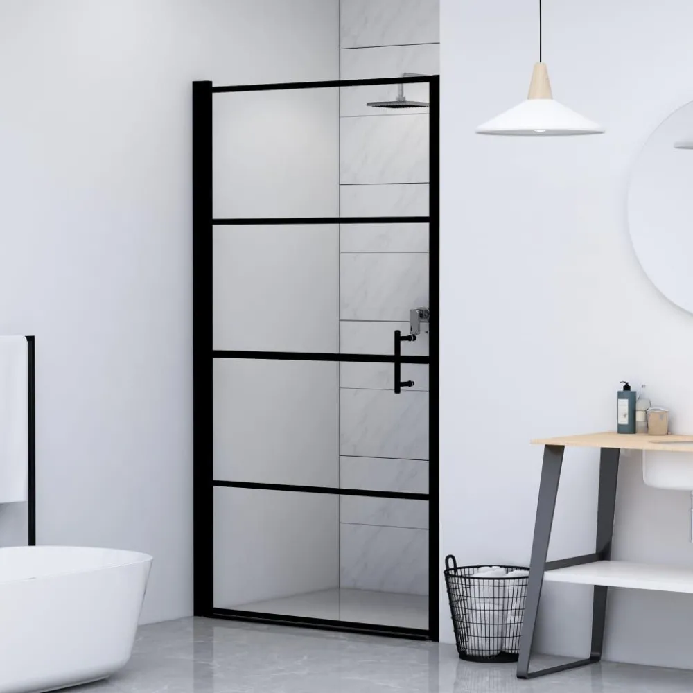 Suihkuovi 91x195cm karkaistu lasi musta*FinePRICE Clearance