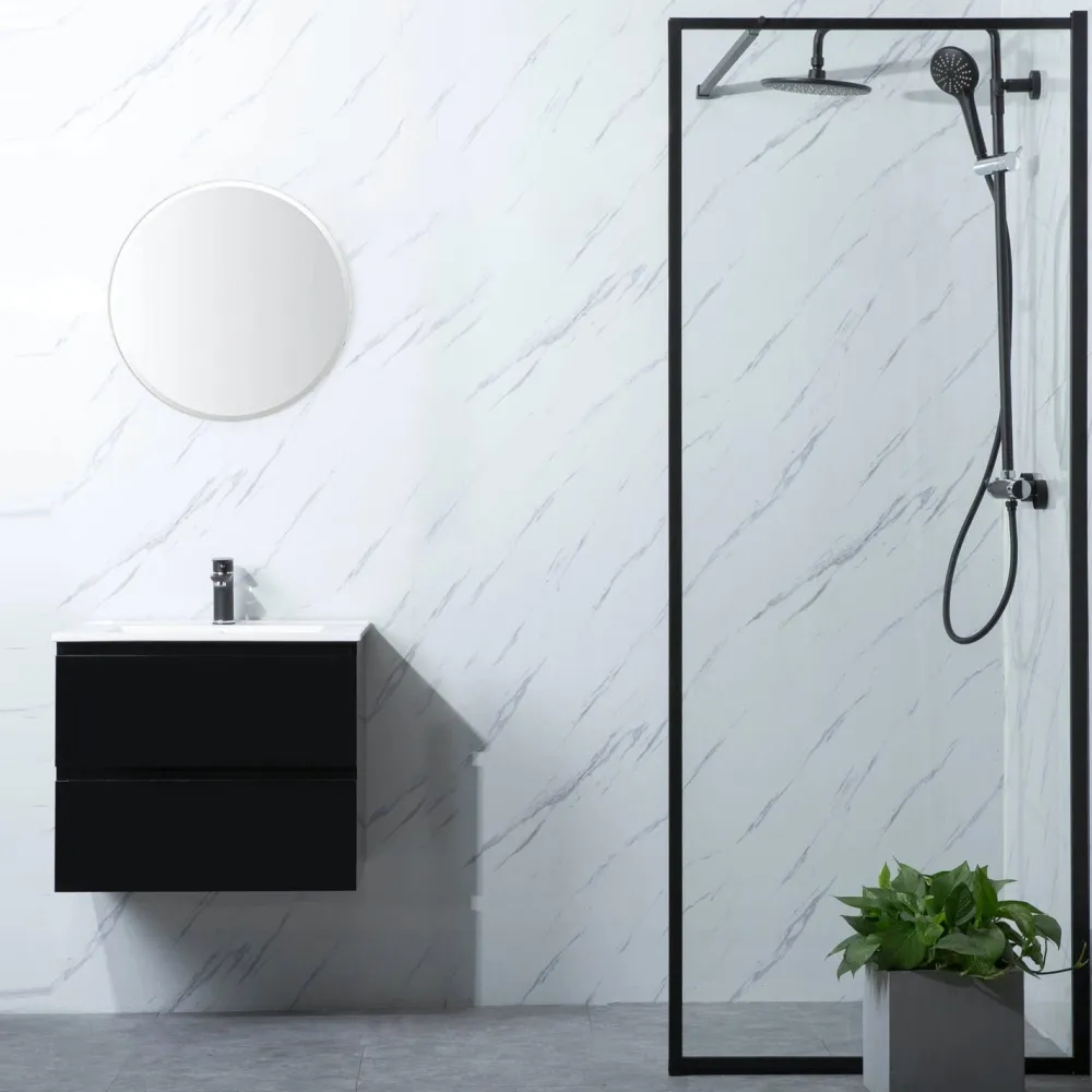 Suihkuseinä Profil 1000x2000 mm kirkas lasi musta Suihkuseinät