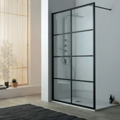 Suihkuseinä Walk In, mattamusta profiili, kaksi paneelia, eri kokoja*Lavabo Online