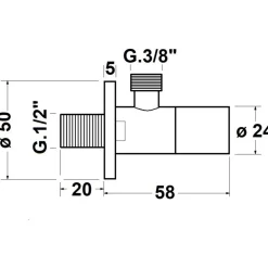 Sulkuventtiili , 1/2"x 3/8", pyöreä, mattamusta*Interia Sale