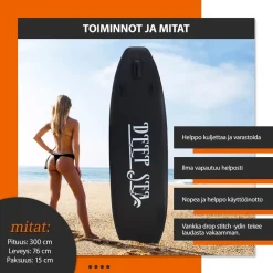 Discount SUP-lautasetti Pro ilmatäytteinen 300 cm 15 PSI musta Vesiurheilu Ja Uimalelut