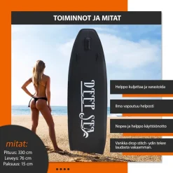 SUP-lautasetti XXL ilmatäytteinen 330 cm 15 PSI musta-valkoinen*Deep Sea New