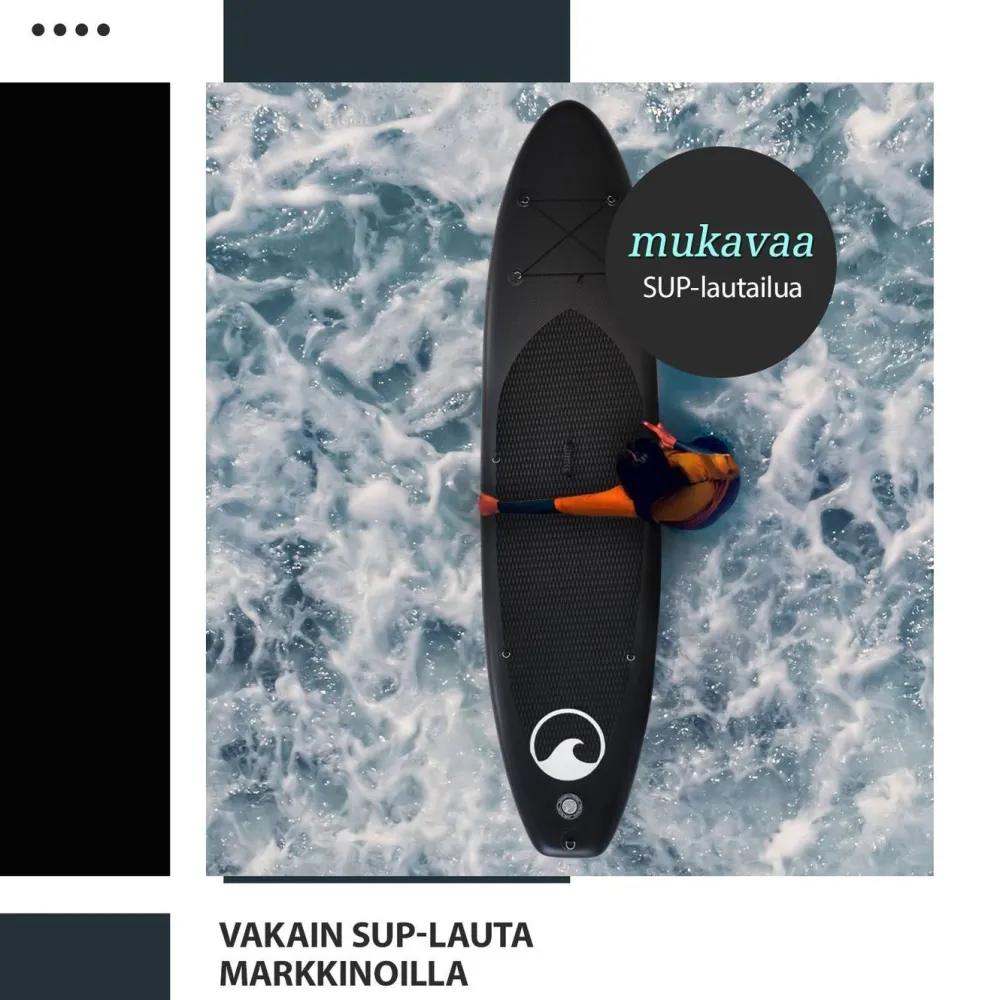 SUP-lautasetti XXL ilmatäytteinen 330 cm 15 PSI musta-valkoinen*Deep Sea New