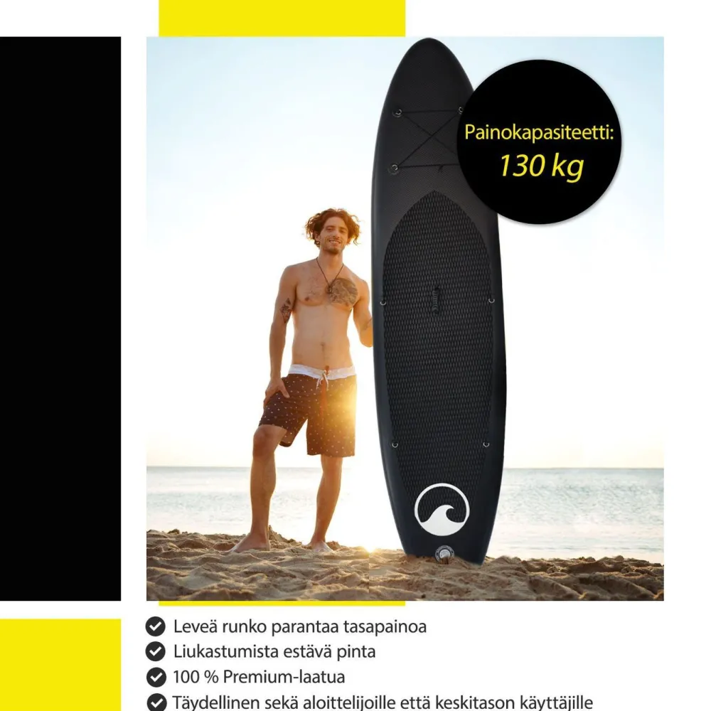 SUP-lautasetti XXL ilmatäytteinen 330 cm 15 PSI musta-valkoinen*Deep Sea New