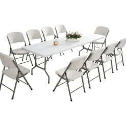 Discount Taittopöytä 74x74x180 cm teräsjalat Puutarhapöydät