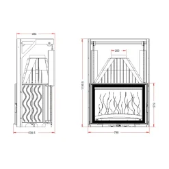 Takkasydän 800 Grande Angle hissiluukku 14 kW 202 kg*Invicta Clearance