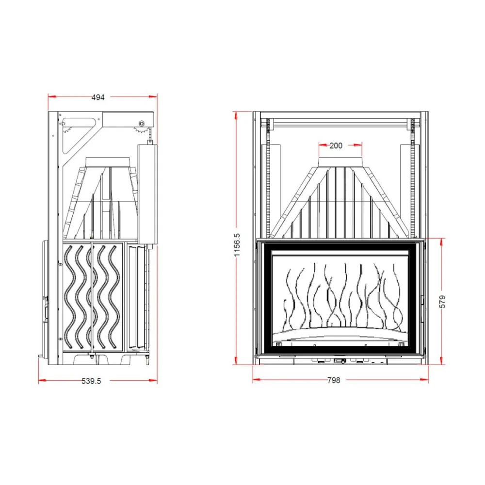 Takkasydän 800 Grande Angle hissiluukku 14 kW 202 kg*Invicta Clearance