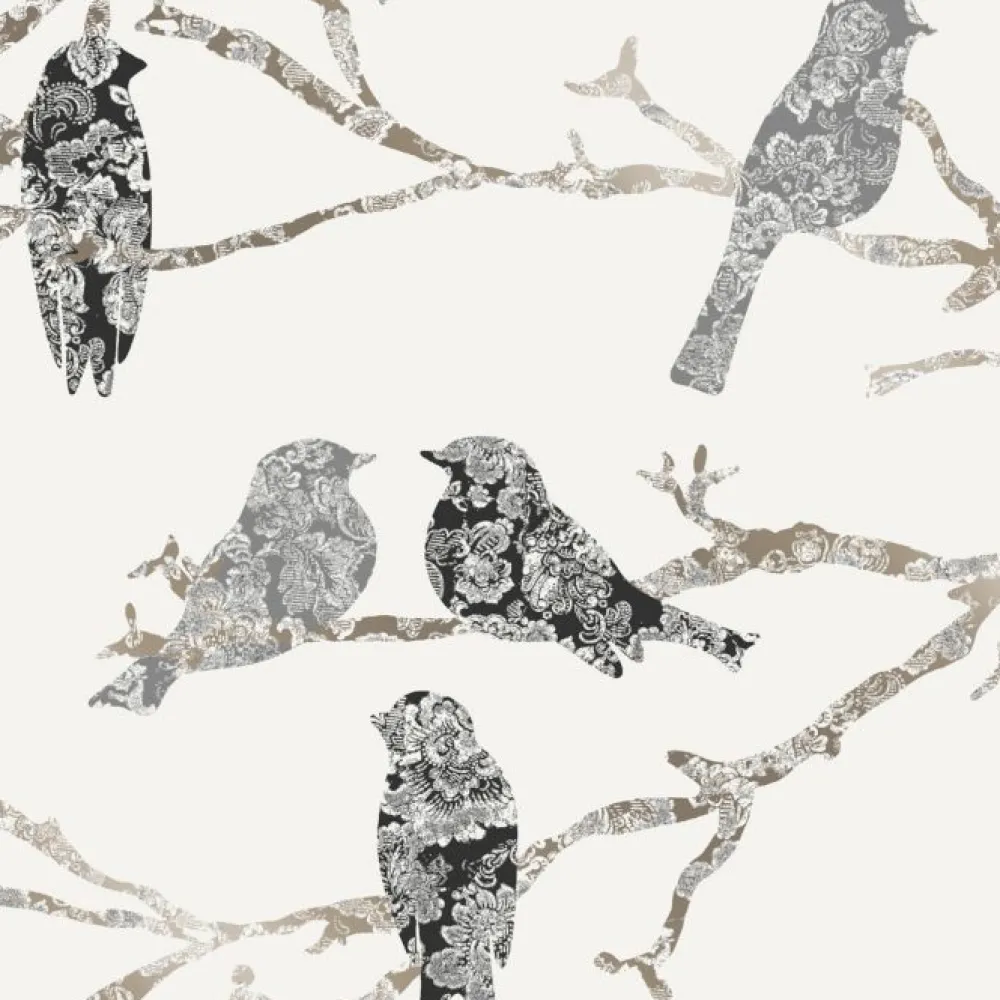 Tapetti Belle 5336-1, valkoinen/musta, non-woven*Decor Maison Outlet