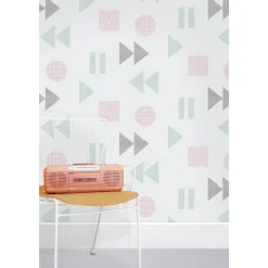 Tapetti Play/Record, paperi, pilkullinen, pastelli*Mini Moderns