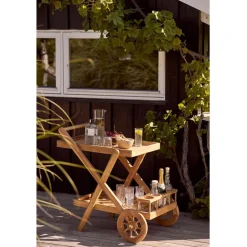 Tarjoiluvaunu Pasaku, 86x50x81cm, luonnollinen tiikki*House Nordic Clearance