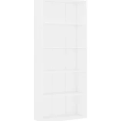 5-tasoinen kirjahylly valkoinen 80x30x189 cm lastulevy*FinePRICE Hot