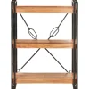 3-tasoinen kirjahylly, 60x30x80 cm, täysi akaasiapuu*FinePRICE New