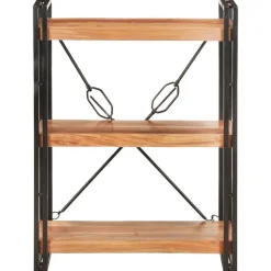 3-tasoinen kirjahylly, 60x30x80 cm, täysi akaasiapuu*FinePRICE New