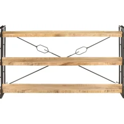 3-tasoinen kirjahylly, 140x30x80 cm, täysi mangopuu*FinePRICE Online
