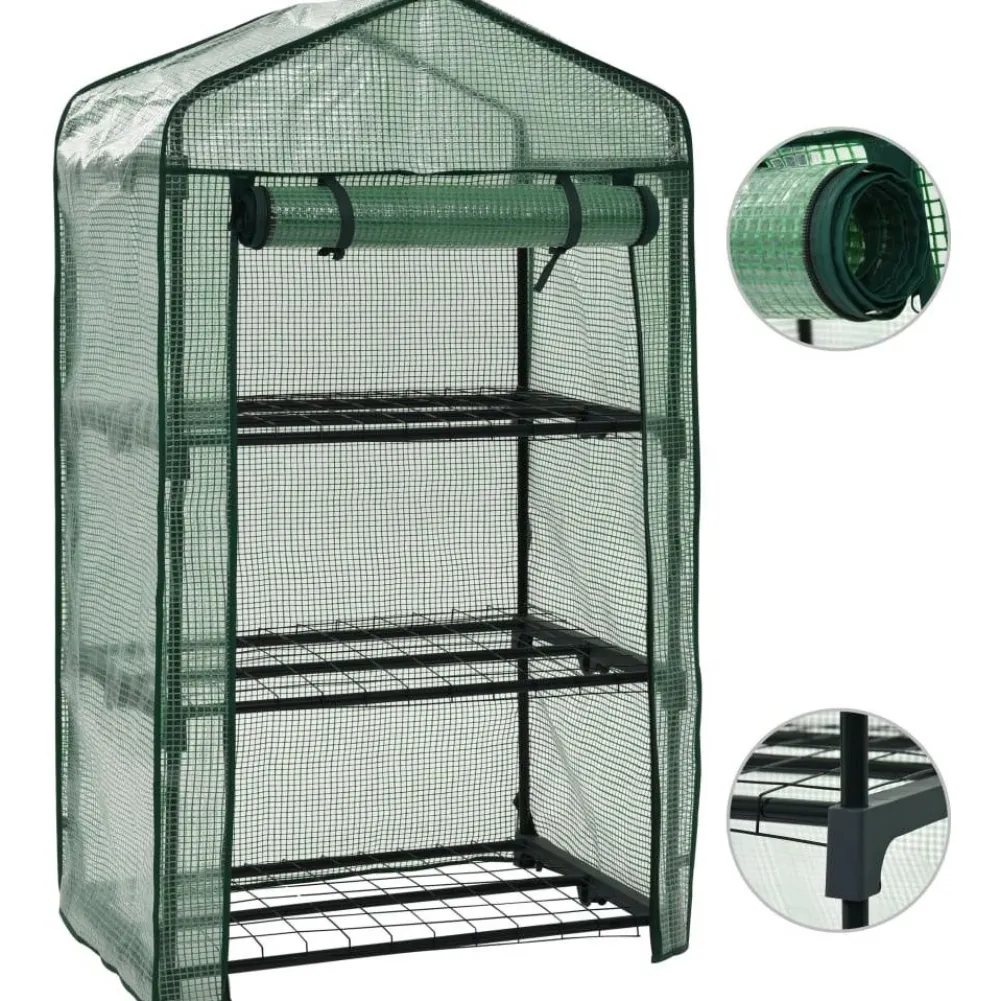 3-tasoinen minikasvihuone 69x49x125 cm*FinePRICE Discount