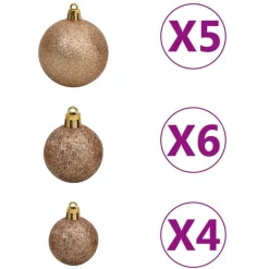 Tekojoulukuusen puolikas valkoinen LED-valo ja pallot eri kokoja*FinePRICE Sale