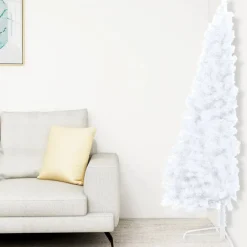 Tekojoulukuusen puolikas valkoinen LED-valo ja pallot eri kokoja*FinePRICE Sale