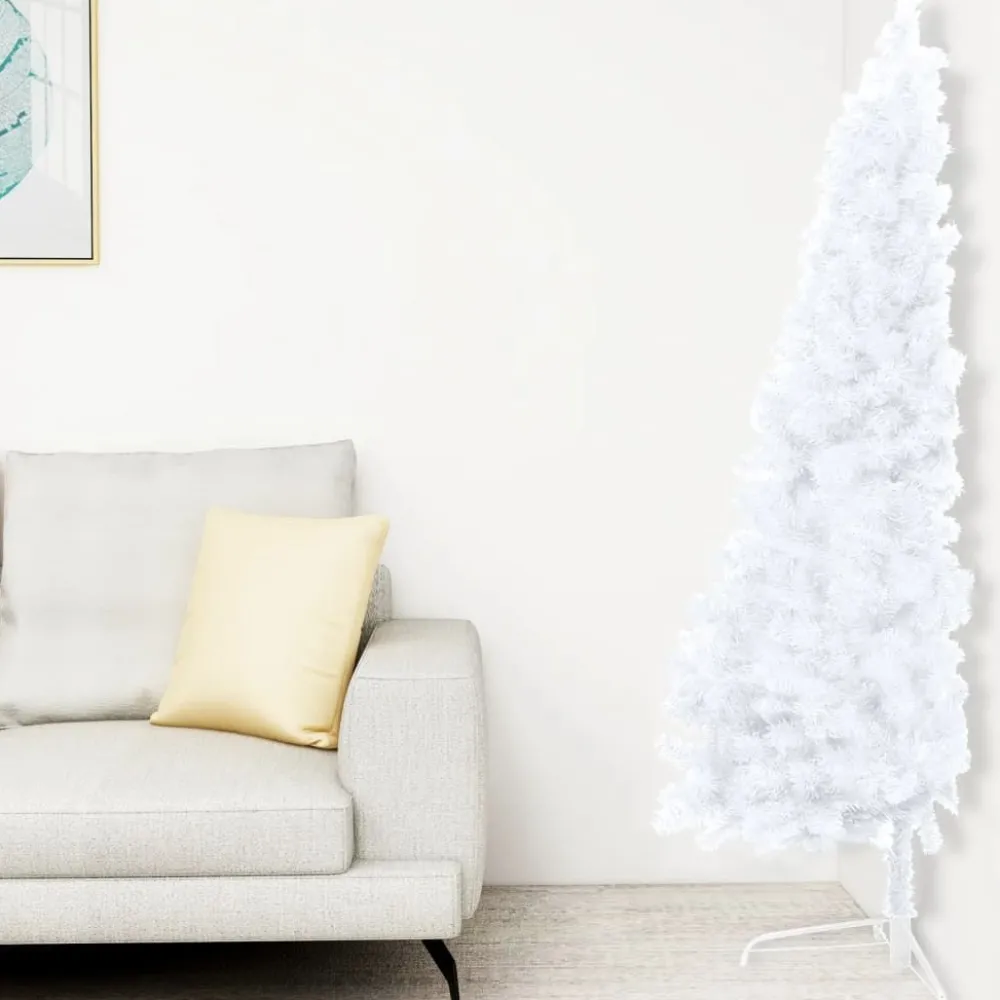 Tekojoulukuusen puolikas valkoinen LED-valo ja pallot eri kokoja*FinePRICE Sale