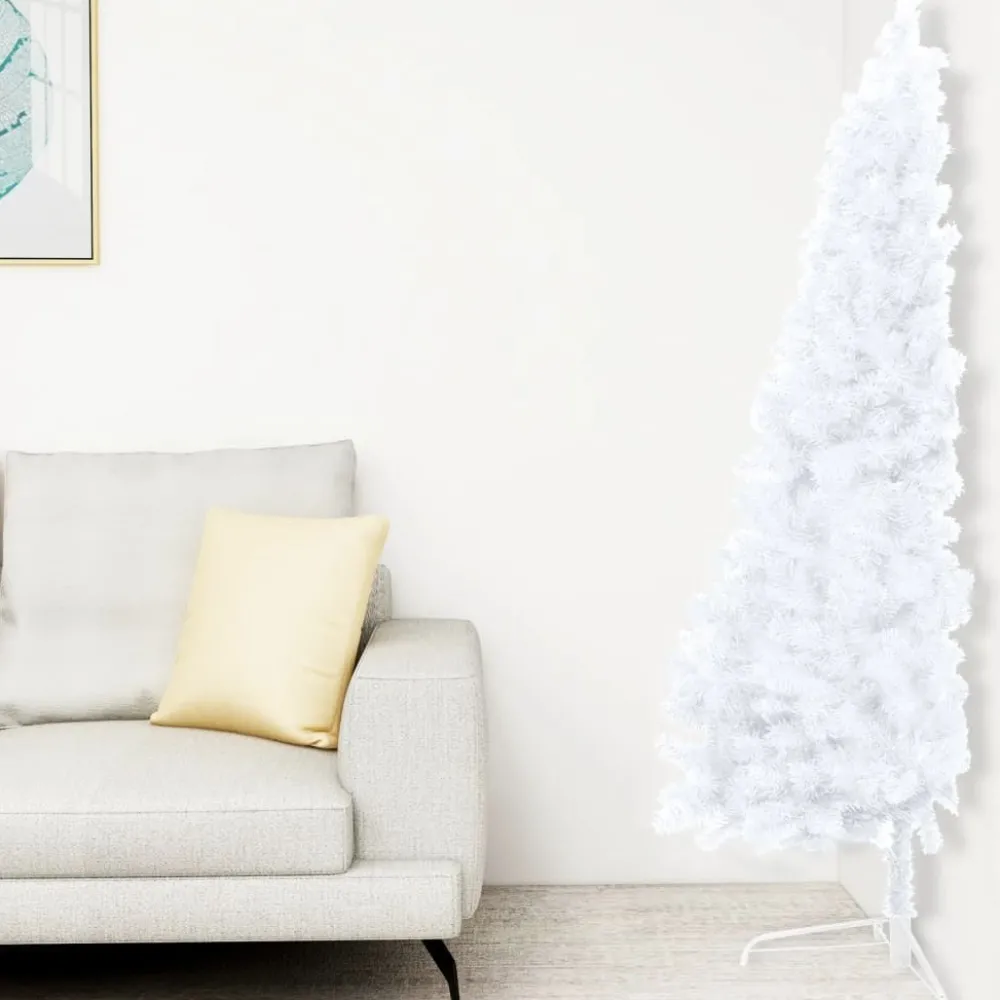 Tekojoulukuusen puolikas valkoinen LED-valo ja pallot eri kokoja*FinePRICE Sale