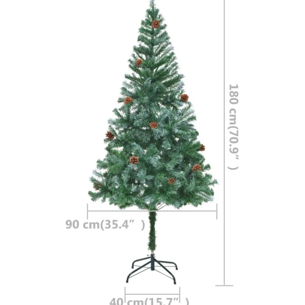 Tekojoulukuusi LED-valoilla palloilla ja kävyillä vihreä eri kokoja*FinePRICE Outlet
