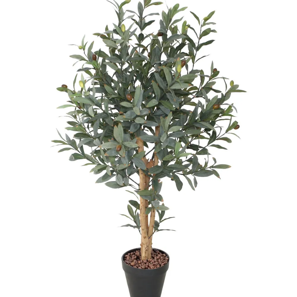 Best Tekopuu OLIVE, K90 cm, 2 puurunkoa, musta ruukku, vihreä Tekokasvit Ja Kranssit