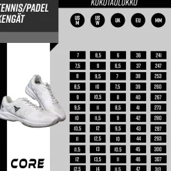 Tennis- ja padelkengät Netpro, valkoinen, eri kokoja Urheilukengät