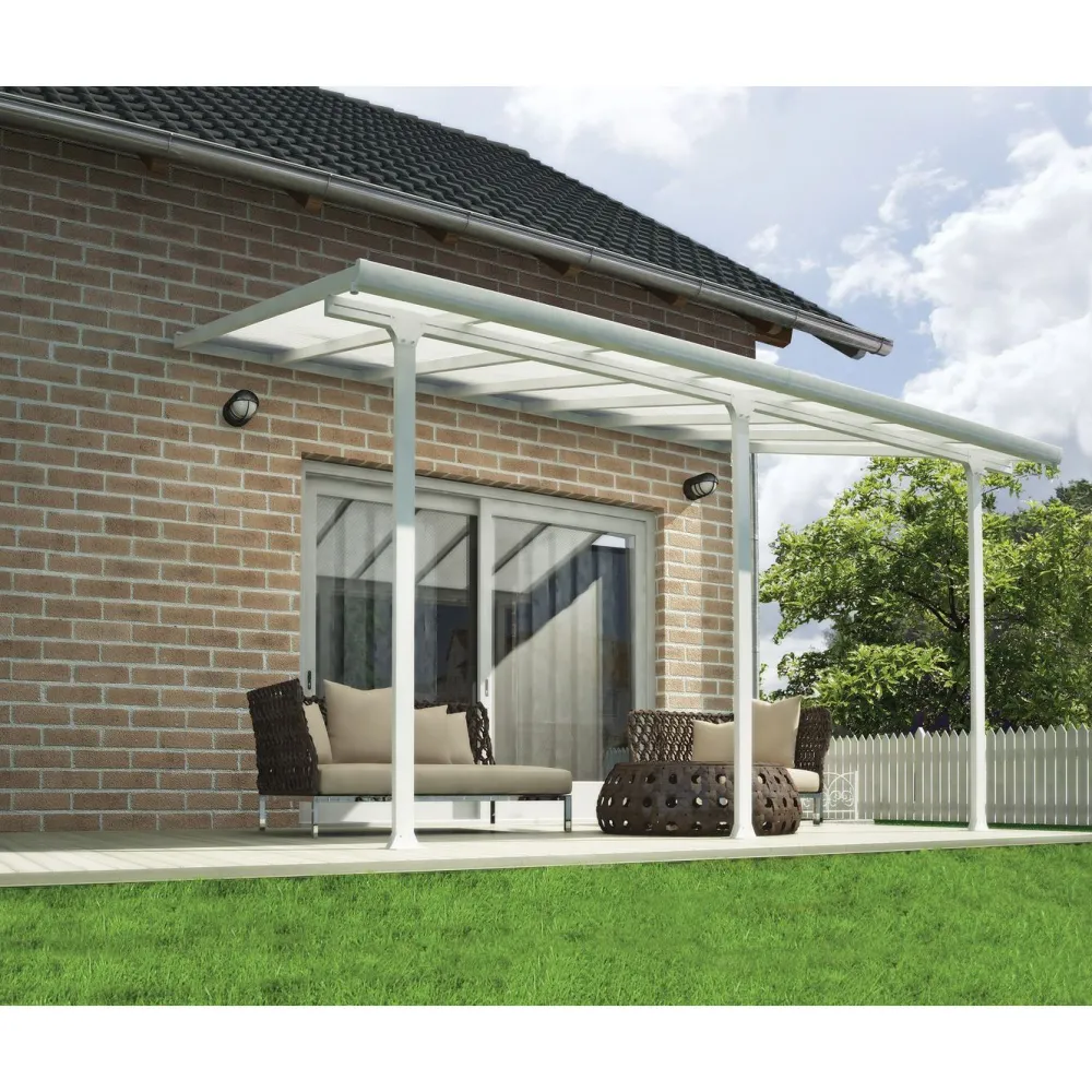 Terassikatos Feria 3 x 4,3 m valkoinen/kirkas Terassikatokset|Terassikatokset