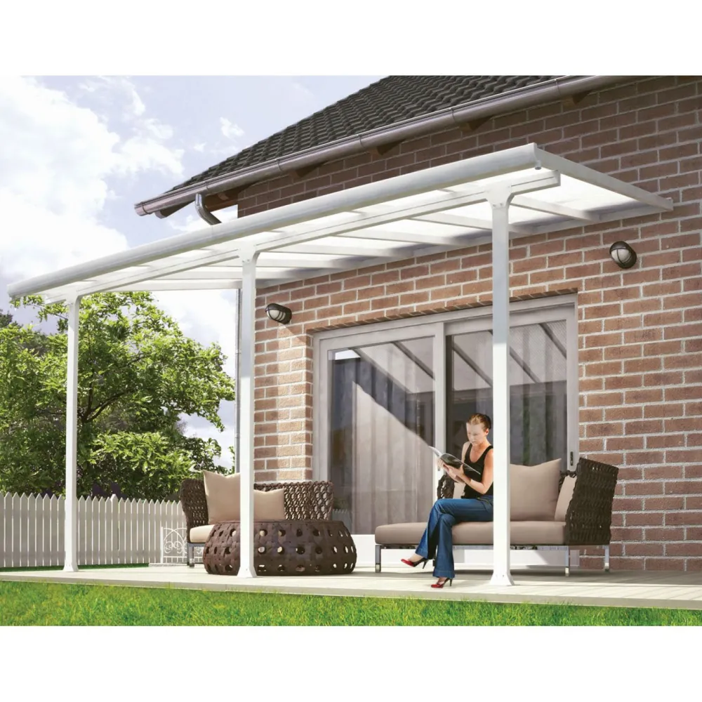 Terassikatos Feria 3 x 4,3 m valkoinen/kirkas Terassikatokset|Terassikatokset