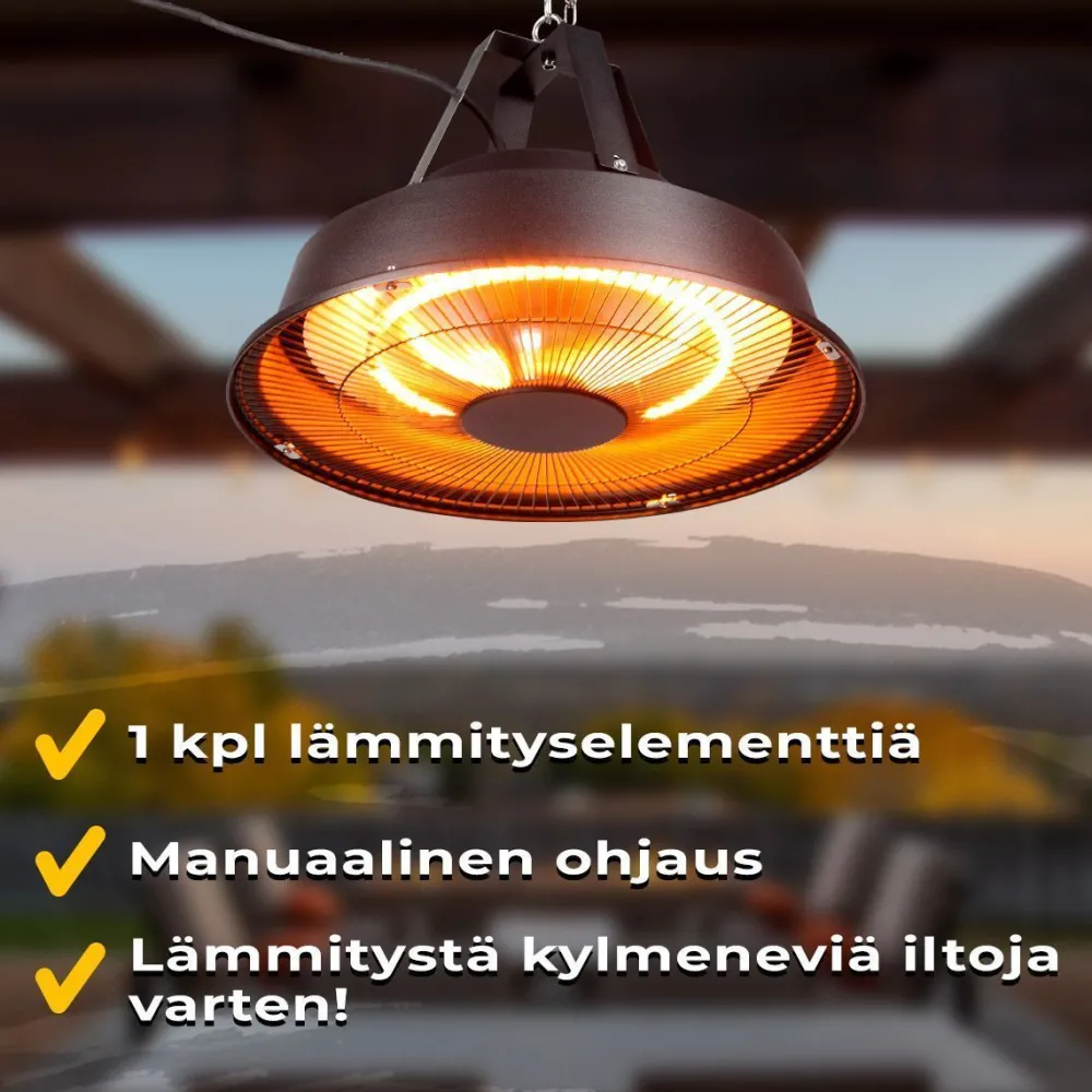 Terassilämmitin kattoon 1500W, musta*Fornorth New